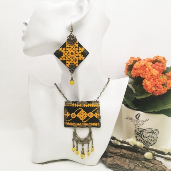 Yellow Crescent Balochi Necklace