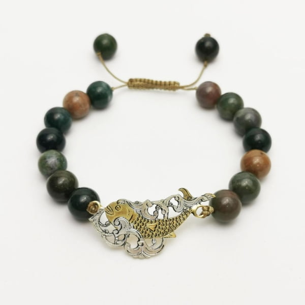 Persian Agate and Fish Bracelet