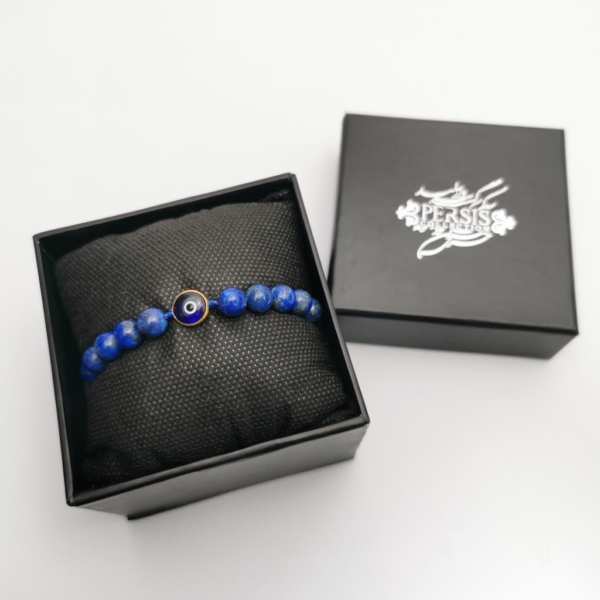 Afghan Lapis Lazuli 18k Gold Evil Eye Bracelet