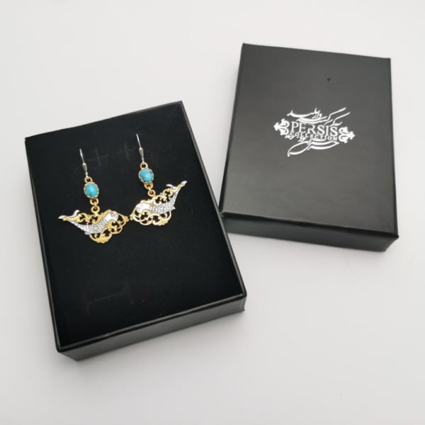 TURQUOISE & FISH GHALAMZANI EARRINGS