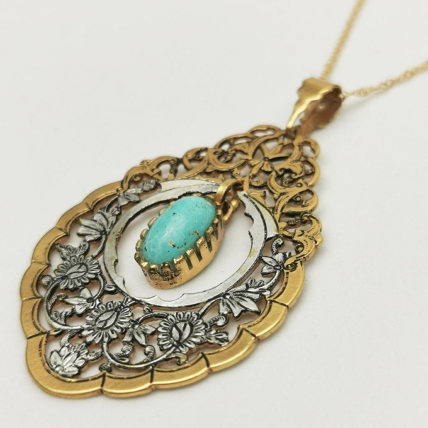 Persian Engraving Turquoise Necklace