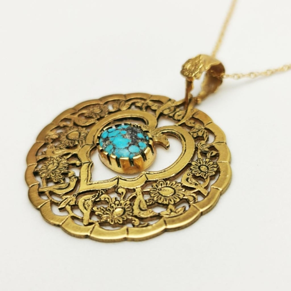 Gold Ghalamzani Turquoise Necklace