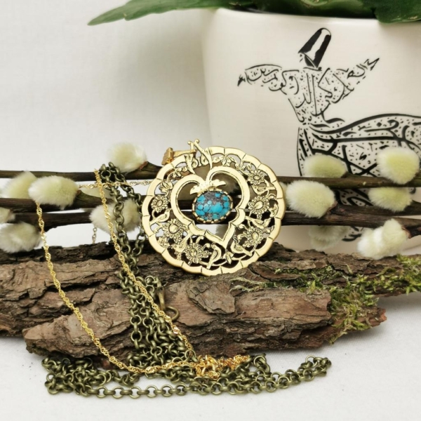 Gold Ghalamzani Turquoise Necklace