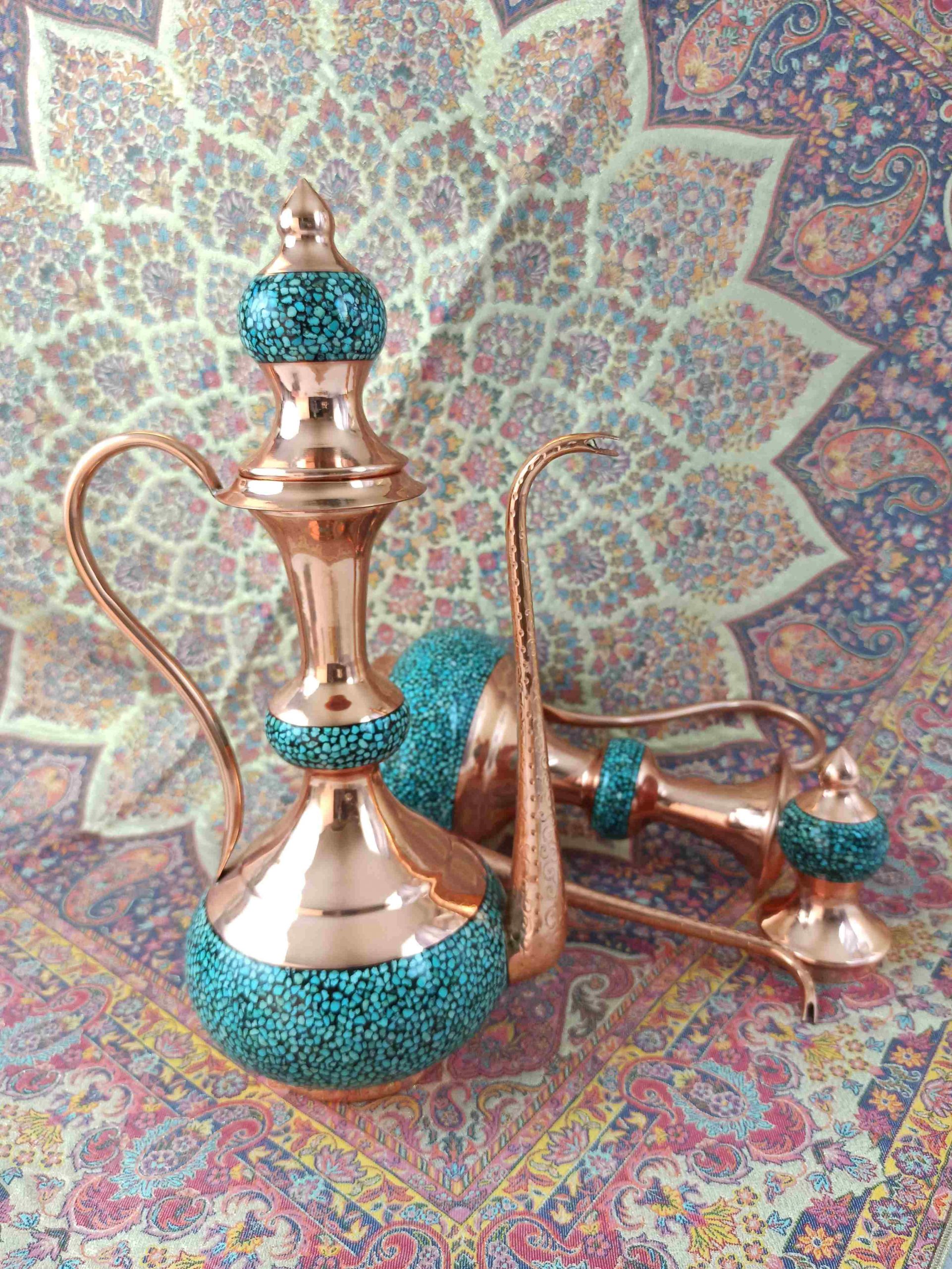 Firoozeh Koobi Turquoise on Copper Rose Water Sprinkler 35cm