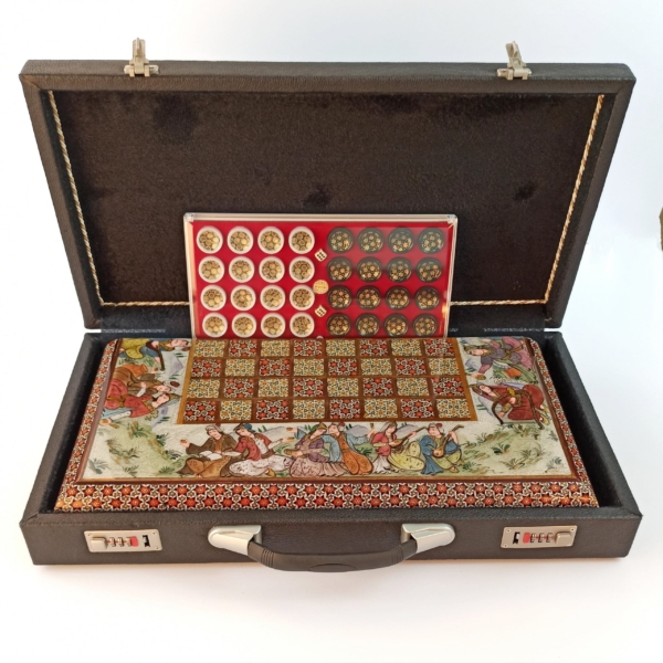 Persian Banquet Khatam Backgammon and Chess Set