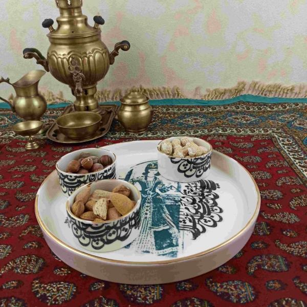 Qajar Girl Plates Set with Tray