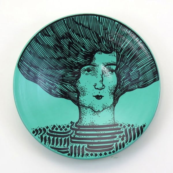 30cm Hand Painted Green Decorative Ceramic Plate