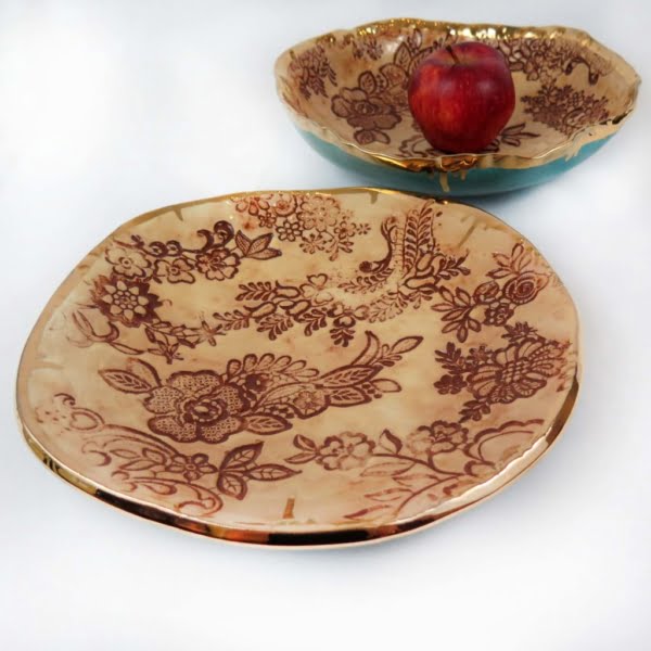 Handmade Floral Pottery Dinner Set