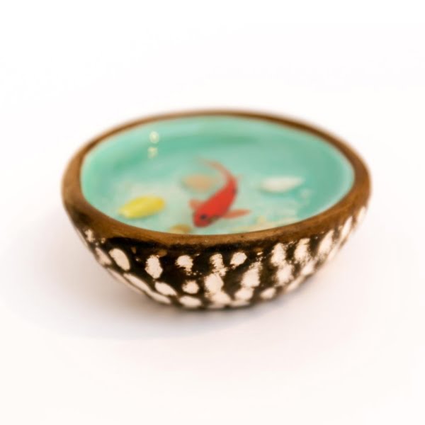 3d Goldfish Small Pottery Bowl