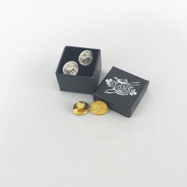 Silver Lion and Sun Cufflinks