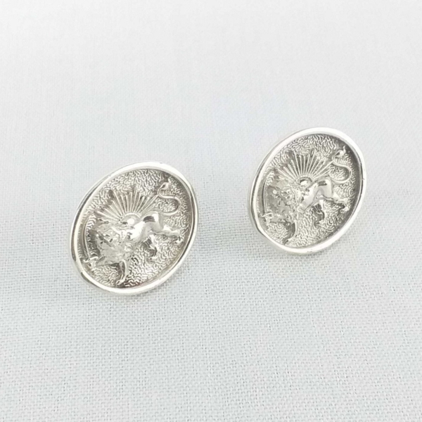 Silver Lion and Sun Cufflinks