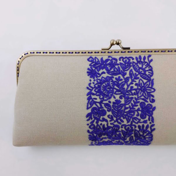 Needlework Canvas Clutch, White