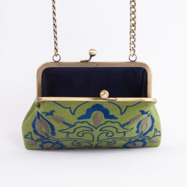 Needlework Canvas Clutch, Green