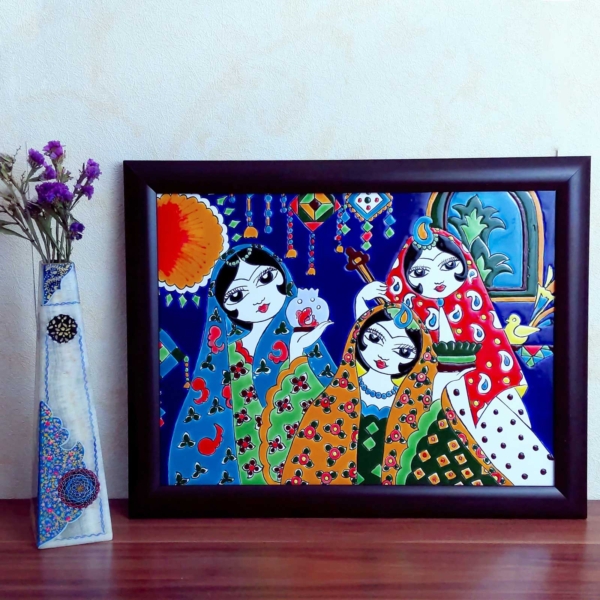 Persian Girls Clay Tile Frame 40 x 30cm