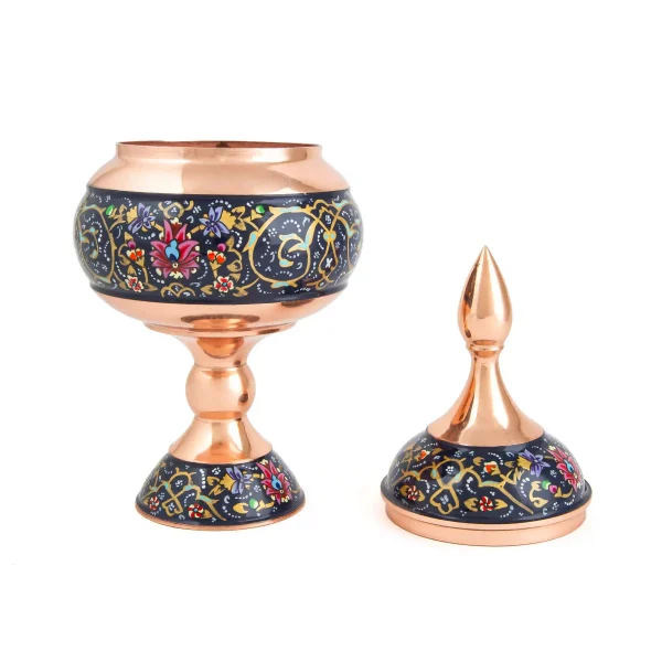 Painting on Copper Bonbon Dish and Vase Set