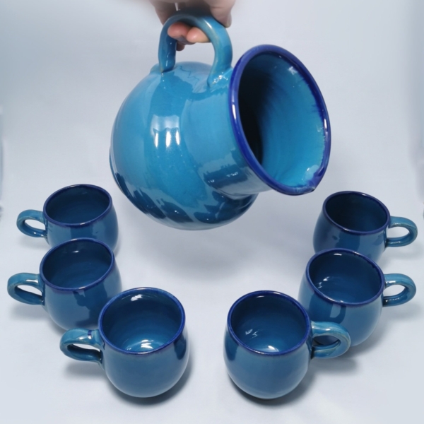 Persian Blue Water Jug and Mug Set