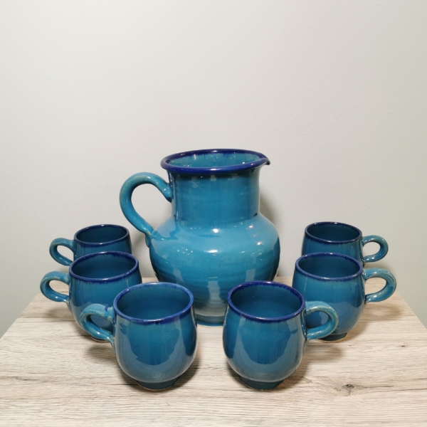 Persian Blue Water Jug and Mug Set