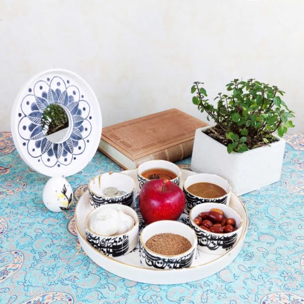 Qajar Girl Haft Seen Set with Tray