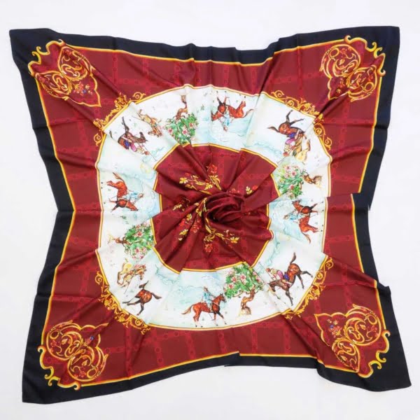 Red Chovgan Silk Scarf