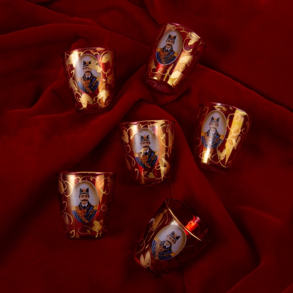 Set of 6 Red Gajar Shot Glasses, 30ml