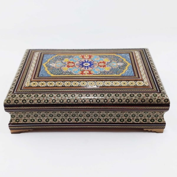 Large Tazhib Khatam Kari Jewellery Box, 22 x 14cm