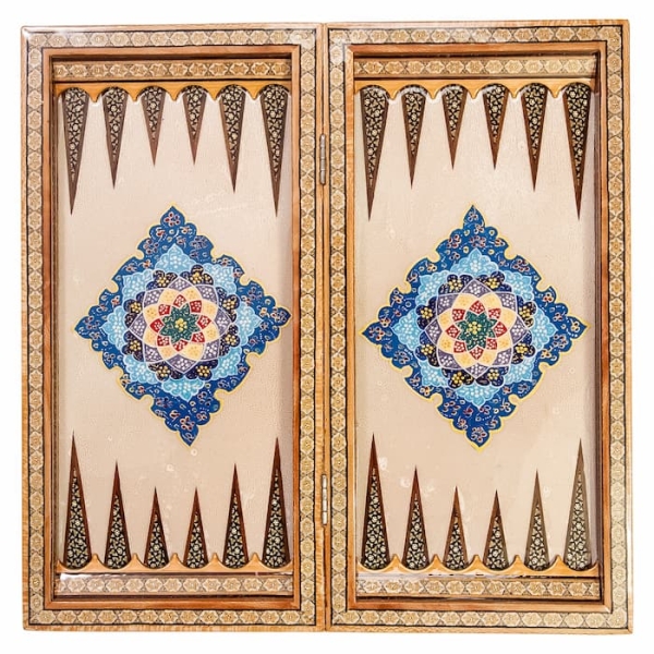 Tazhib Art Khatam Backgammon and Chess Set