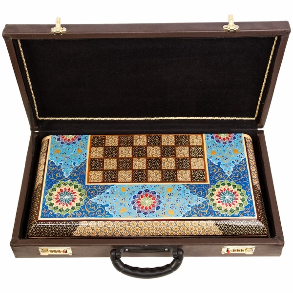 Tazhib Art Khatam Backgammon and Chess Set