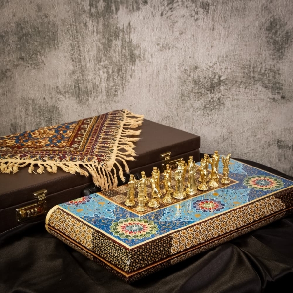 Tazhib Art Khatam Backgammon and Chess Set