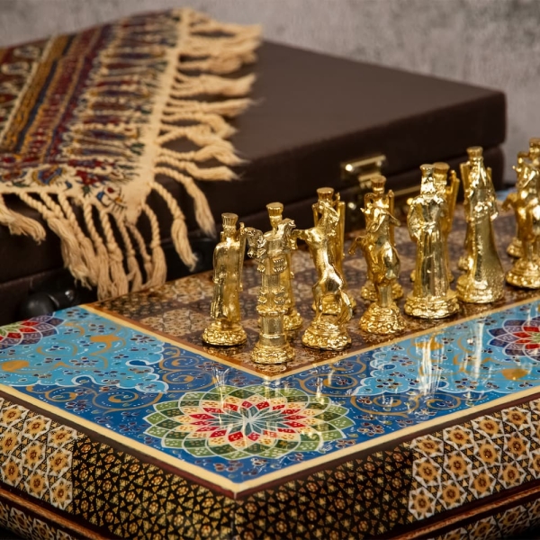 Tazhib Art Khatam Backgammon and Chess Set