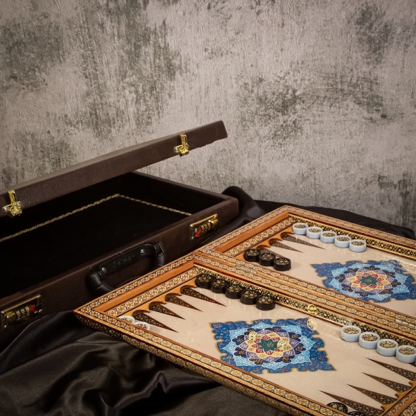 Tazhib Art Khatam Backgammon and Chess Set