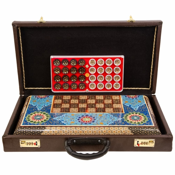 Tazhib Art Khatam Backgammon and Chess Set