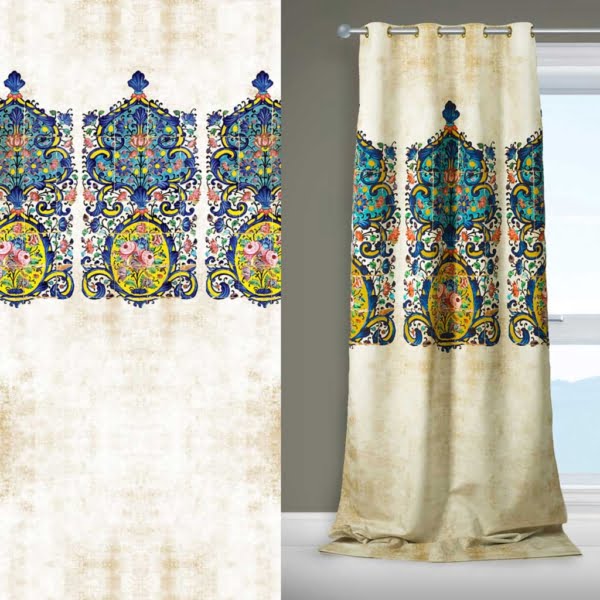 White Curtain with Qajar Tiling