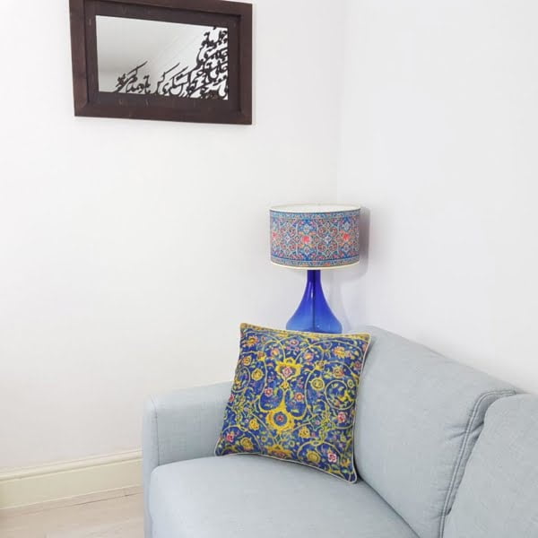 Blue and Yellow Floral Tile Cushion Cover 45 x 45cm