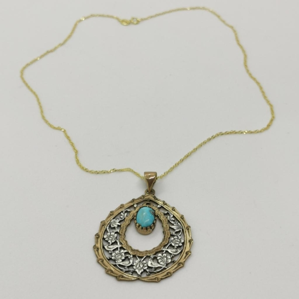 TURQUOISE FLOWER & BIRD NECKLACE