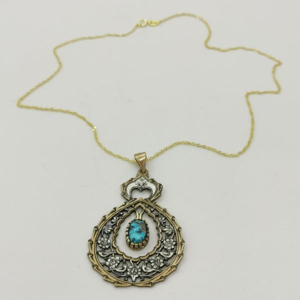 PERSIAN TURQUOISE ENGRAVED NECKLACE