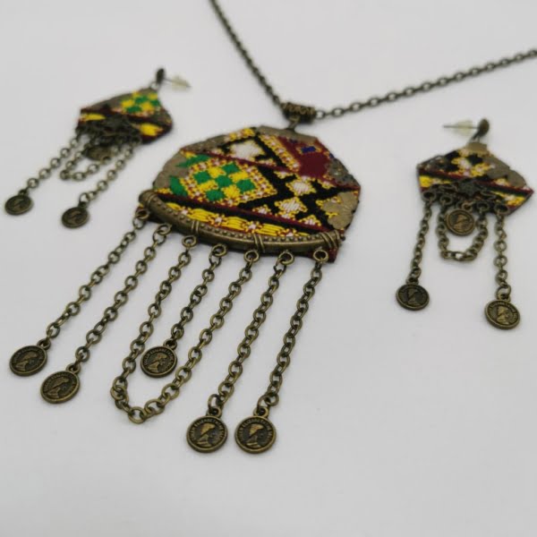 Vintage Balochi Needlework Jewellery Set