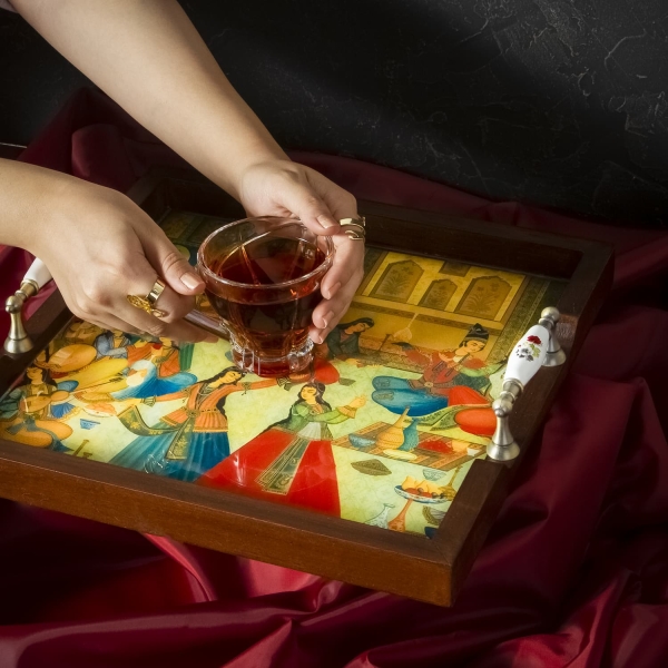 Persian Banquet Pattern Wooden Tray