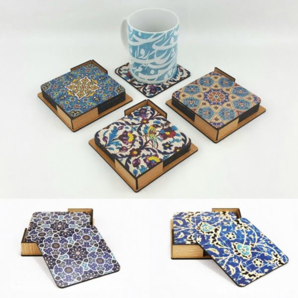 Set of 6 Persian Tile Pattern Coasters