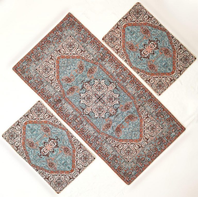 PERSIAN TURQUOISE TERMEH TABLE RUNNER 3PCS SET