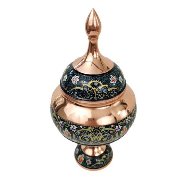 Painting on Copper Bonbon Dish and Vase Set