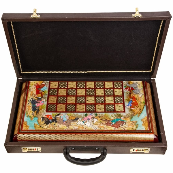 Fine Khatam-kari Art Backgammon and Chess Set