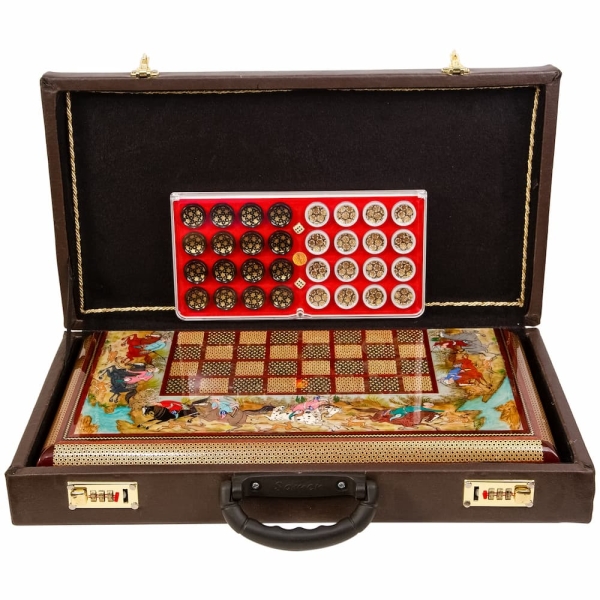 Fine Khatam-kari Art Backgammon and Chess Set