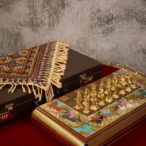 Fine Khatam-kari Art Backgammon and Chess Set