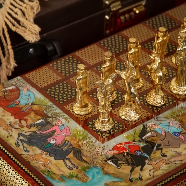 Fine Khatam-kari Art Backgammon and Chess Set