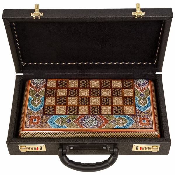 Luxury Tazhib Khatam Backgammon and Chess Set, 35cm