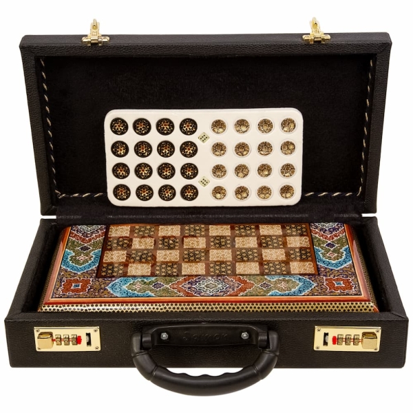 Luxury Tazhib Khatam Backgammon and Chess Set, 35cm