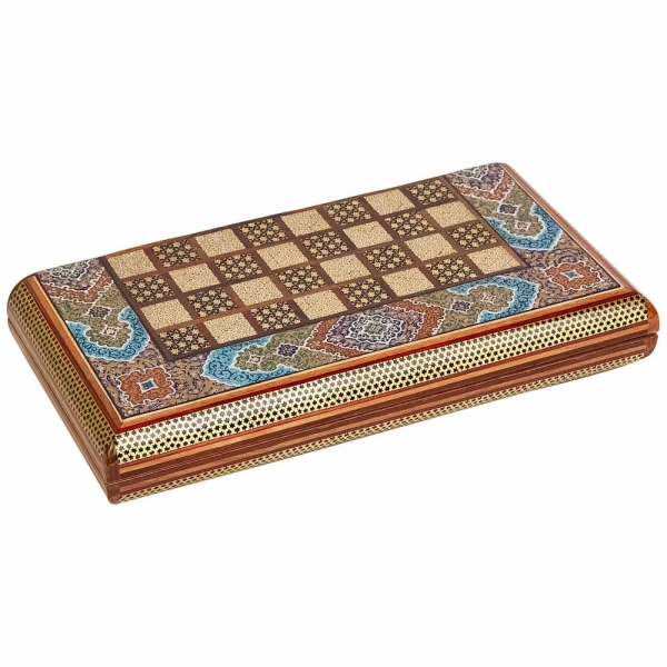 Luxury Tazhib Khatam Backgammon and Chess Set, 35cm