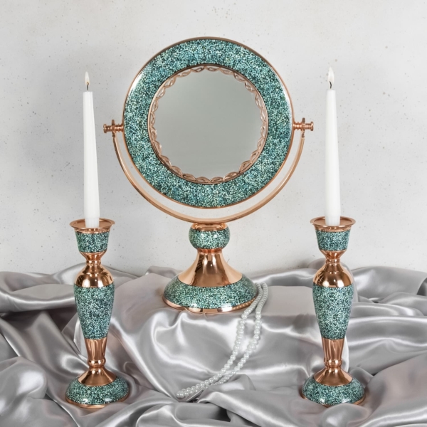 Persian Firoozeh Koobi (Turquoise) Ayeneh Shamdoon Set