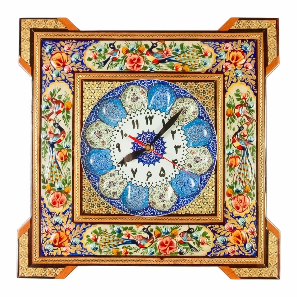 Peacock Khatam Art Clock – Two Sizes