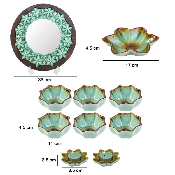 Elegant Emerald Ceramic Haft Sin Set